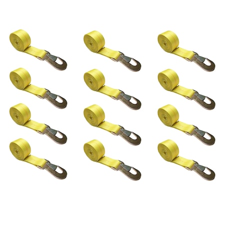 Tie 4 Safe 2" x 10' Wheel Lasso Lift Strap w/ Flat Snap Hook Tow Dolly , 12PK TWS21-2510-M3-Y-C-12